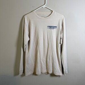 Firestone Walker Brewing Co Cream Long Sleeve Graphic T-Shirt Medium Lion Bear